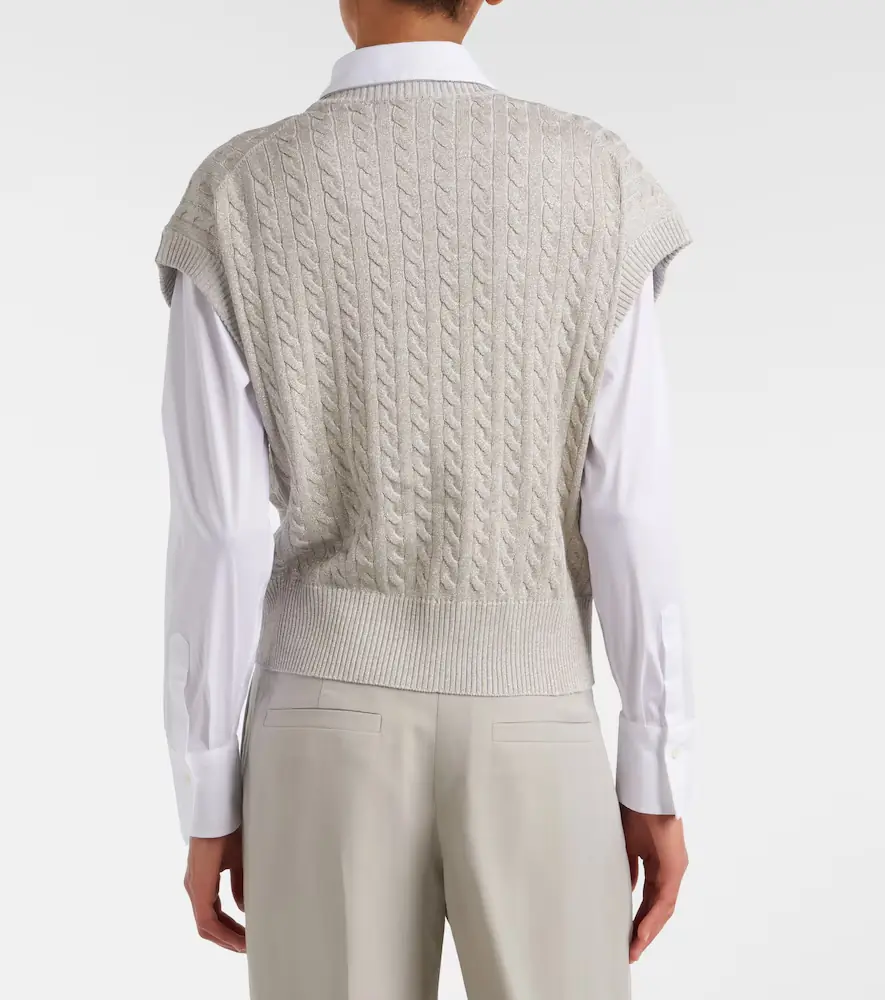 Brunello Cucinelli Cable-knit cotton-blend sweater | Thumbnail 6