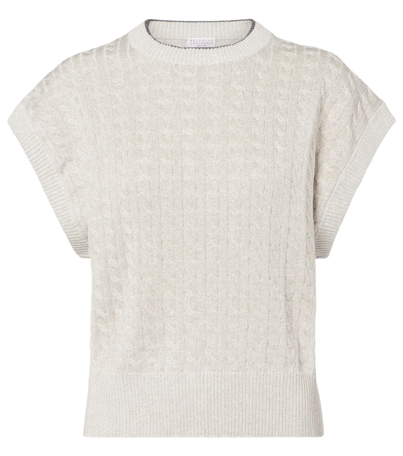 Cable-knit cotton-blend sweater