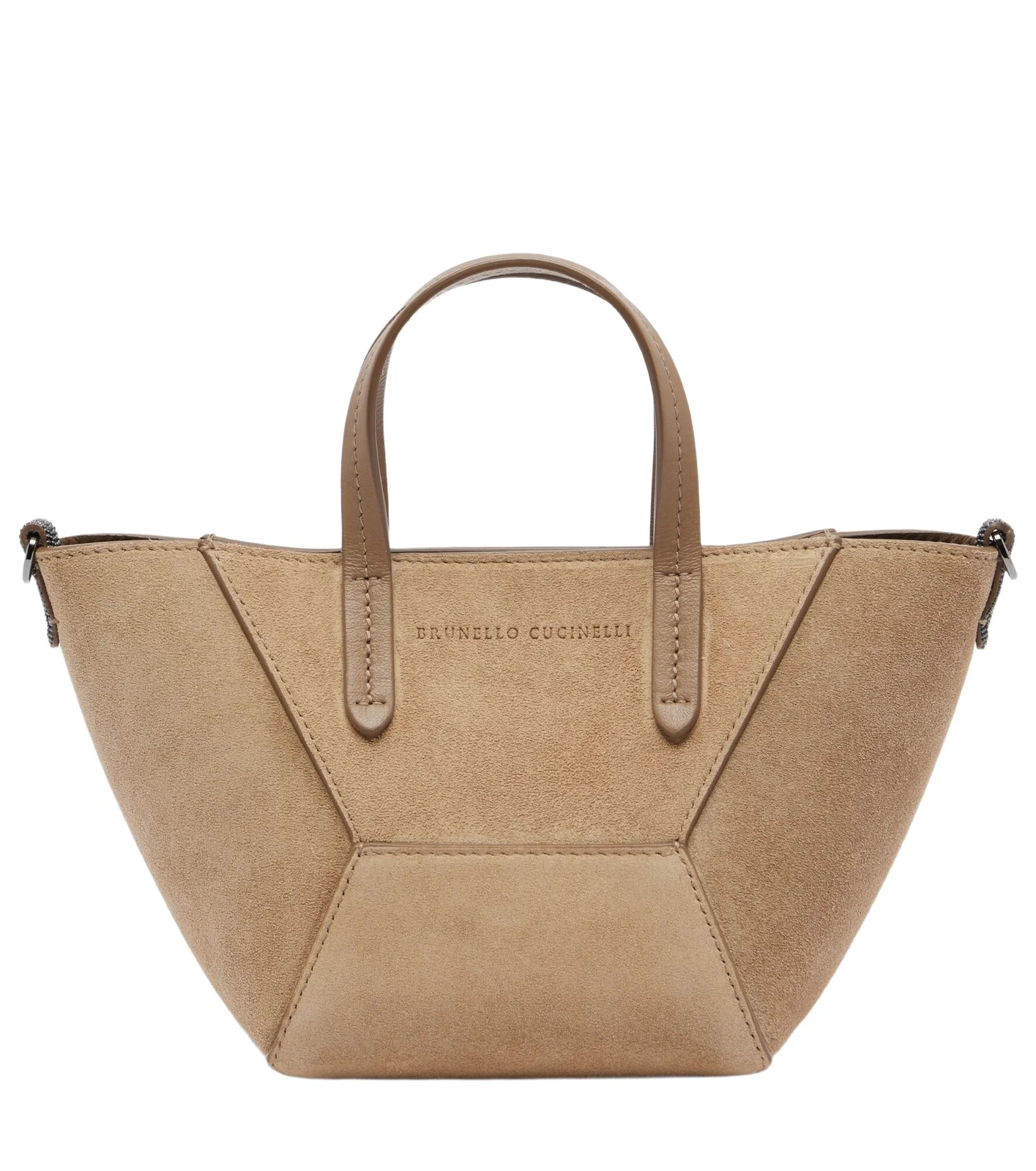 Duo Mini Monili suede top-handle bag
