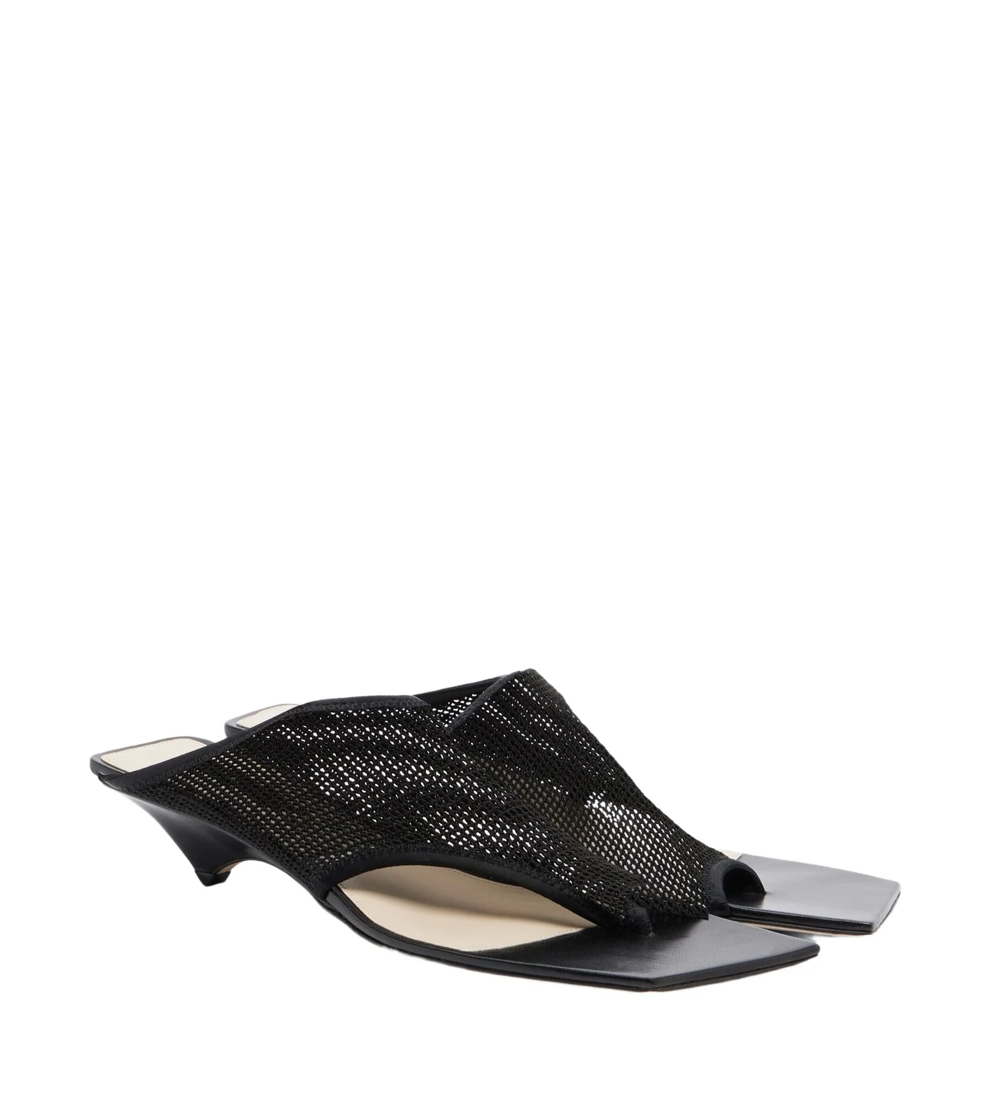 CHRISTEN Edge Stretch leather-trimmed mesh mules