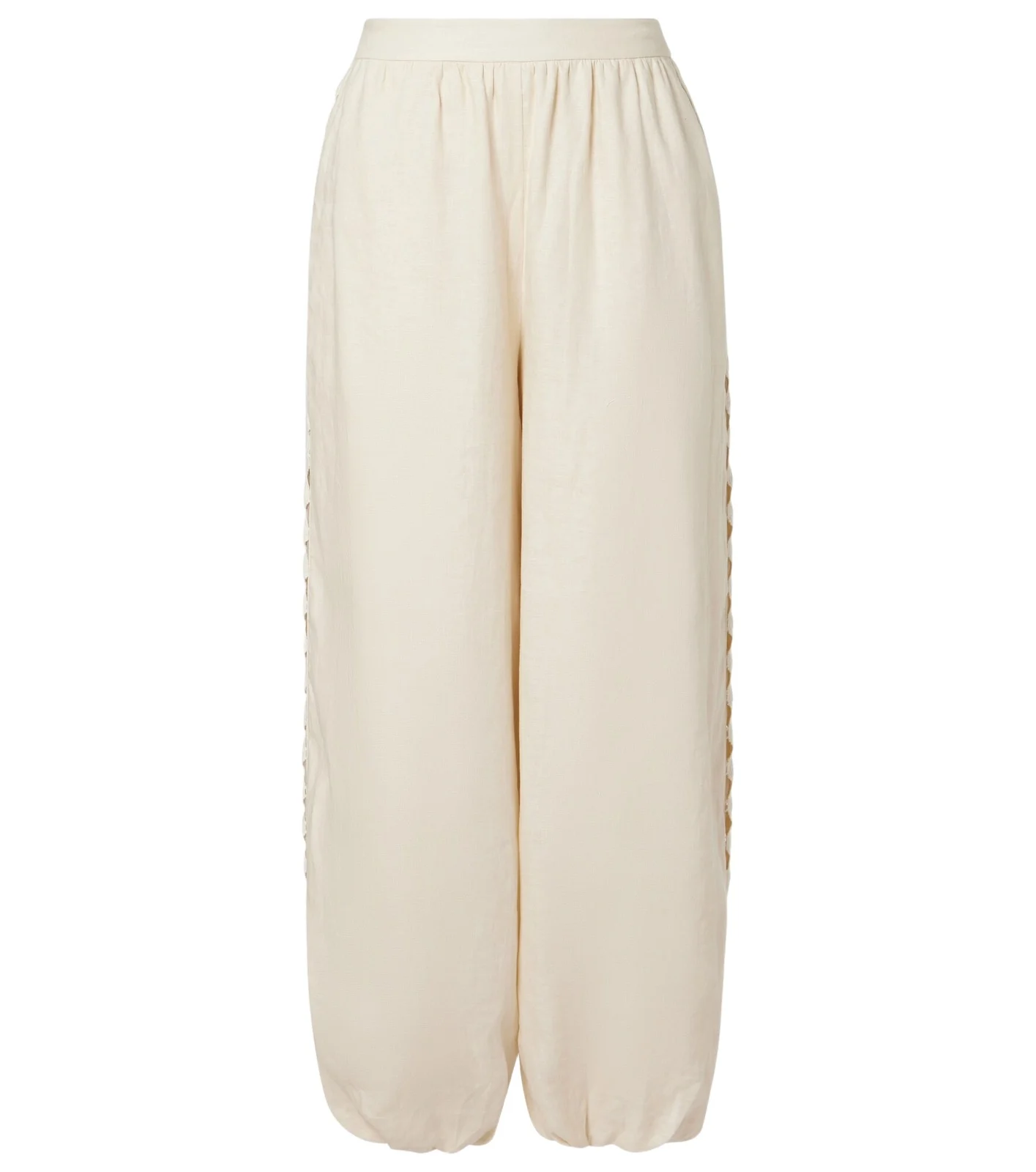 Lace-trimmed linen-blend wide-leg pants Lace-trimmed linen-blend wide-leg pants