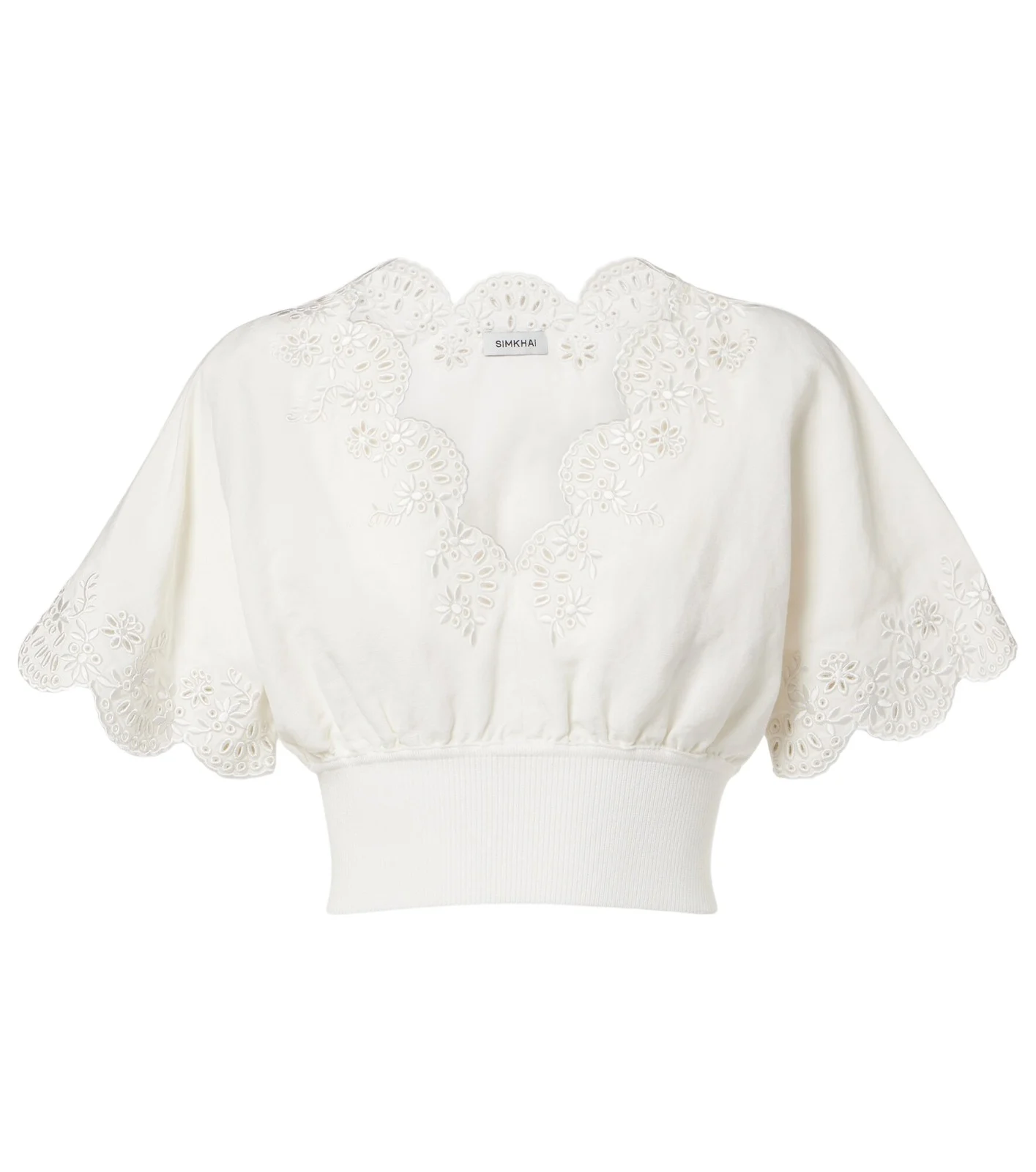 Broderie anglaise linen-blend crop top Broderie anglaise linen-blend crop top