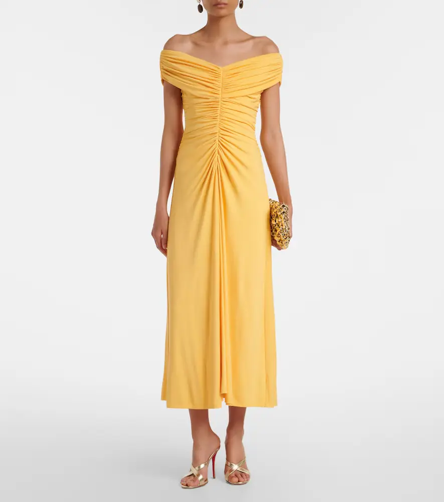 Simkhai Sheyda ruched jersey midi dress | Thumbnail 4 Simkhai Sheyda ruched jersey midi dress | Thumbnail 4