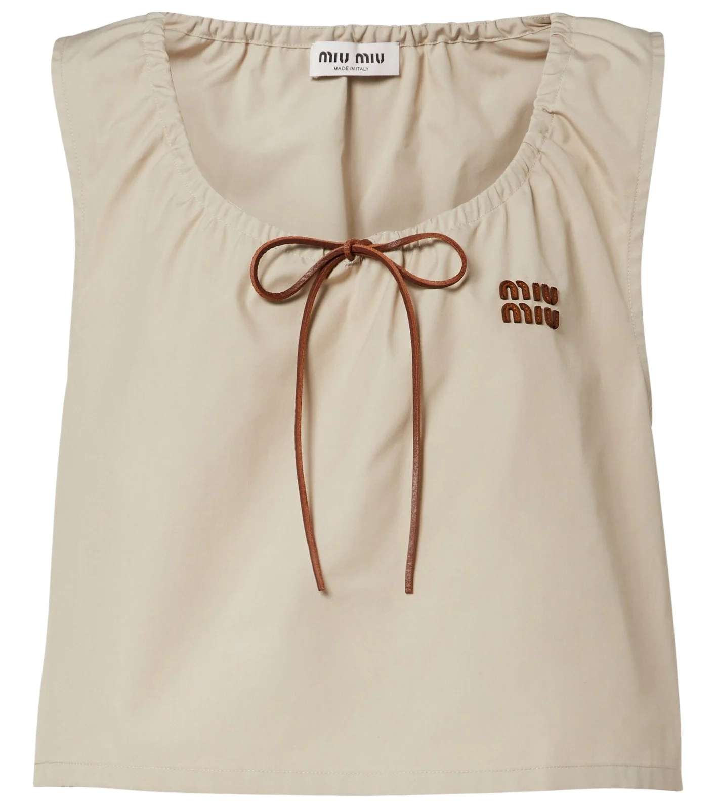 Leather-trimmed cotton-blend crop top Leather-trimmed cotton-blend crop top