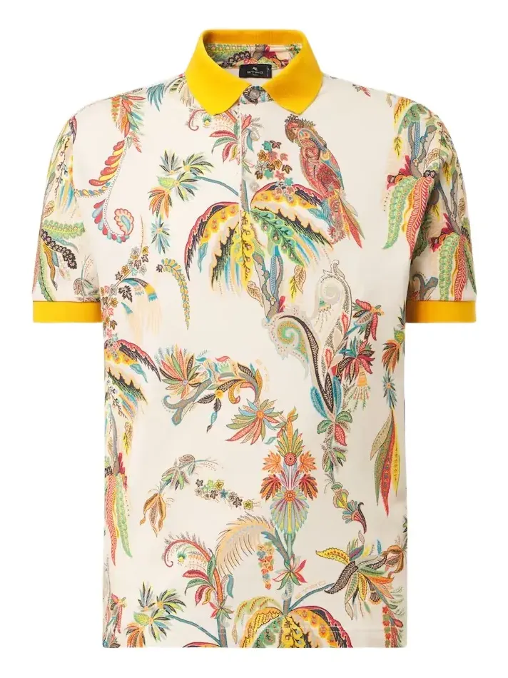 Printed cotton piqué polo shirt