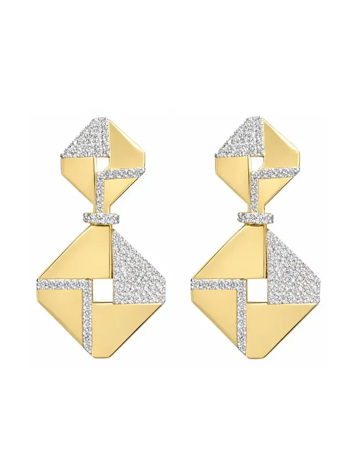 4.46ct Diamond 14K Gold Statement Earrings