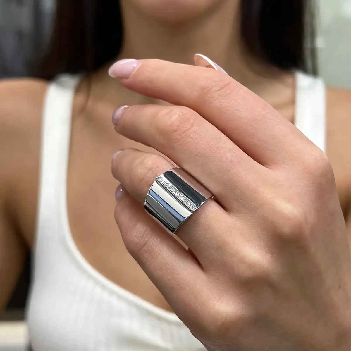 Messika Messika Kate 18K White Gold Diamond Wide Band Ring Sz. 6.75 by The Solist | Thumbnail 2