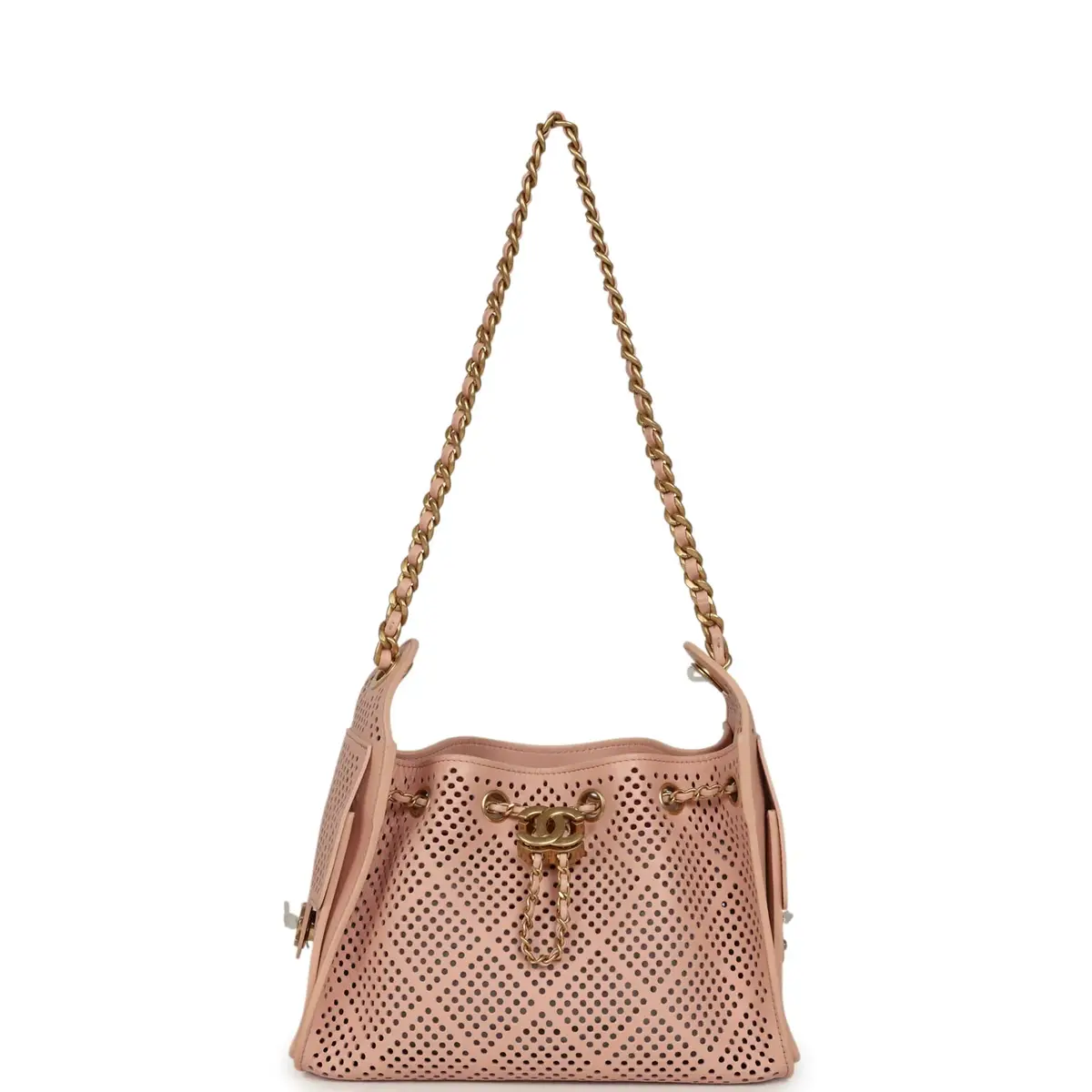 Chanel Chanel Mini 25 Hobo Bag Light Pink Perforated Calfskin Antique Gold Hardware | Thumbnail 7 Chanel Chanel Mini 25 Hobo Bag Light Pink Perforated Calfskin Antique Gold Hardware | Thumbnail 7