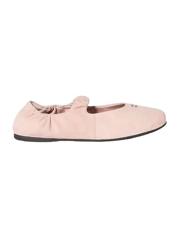 Miu Miu Women's Ruches Suede Ballerinas