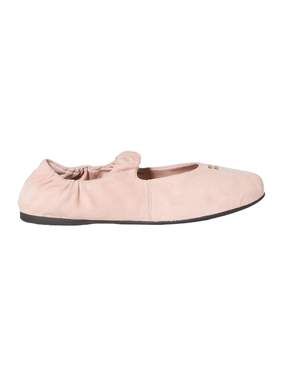 Miu Miu Women's Ruches Suede Ballerinas