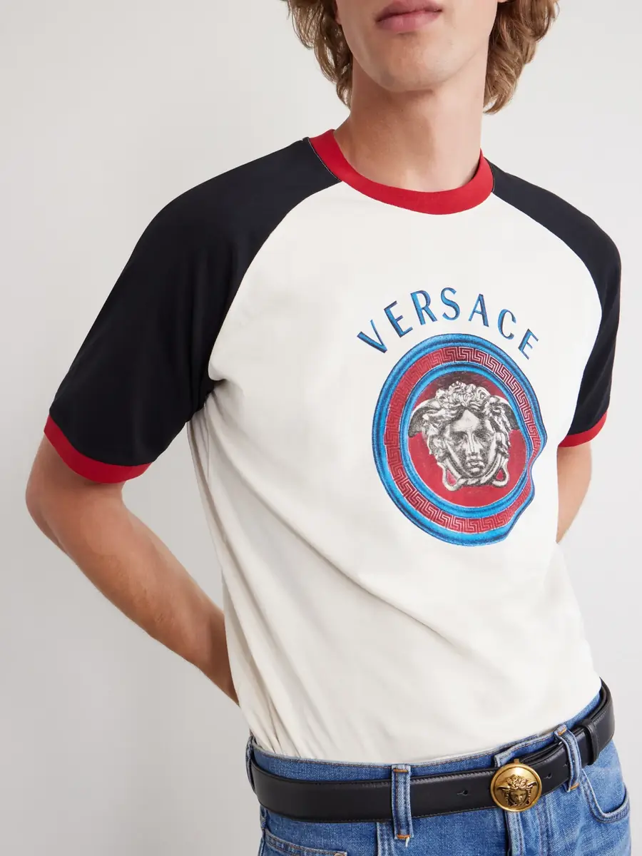 Versace Logo-Print Cotton-Jersey T-Shirt - Men | Thumbnail 5