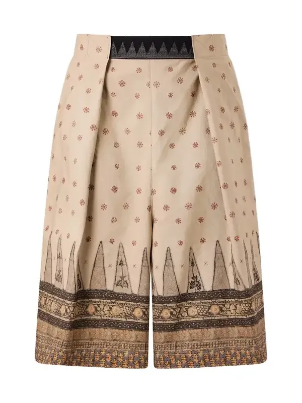Wide-Leg Printed Cotton Shorts - Men Wide-Leg Printed Cotton Shorts - Men