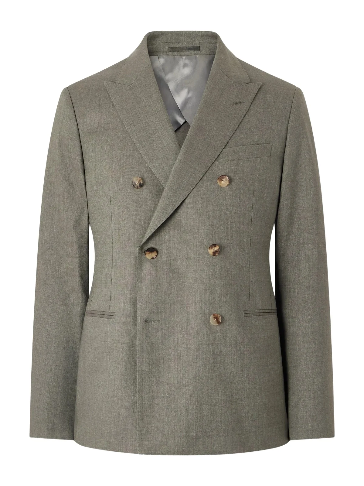 Double-Breasted Wool and Linen-Blend Suit Jacket - Men Double-Breasted Wool and Linen-Blend Suit Jacket - Men