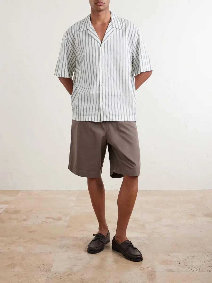 A Kind Of Guise Samata Camp-Collar Striped Cotton, Silk and Linen-Blend Shirt - Men | Thumbnail 2 A Kind Of Guise Samata Camp-Collar Striped Cotton, Silk and Linen-Blend Shirt - Men | Thumbnail 2