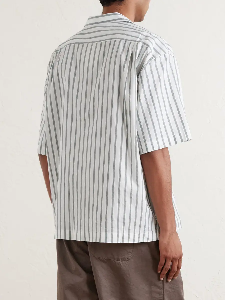 A Kind Of Guise Samata Camp-Collar Striped Cotton, Silk and Linen-Blend Shirt - Men | Thumbnail 3 A Kind Of Guise Samata Camp-Collar Striped Cotton, Silk and Linen-Blend Shirt - Men | Thumbnail 3