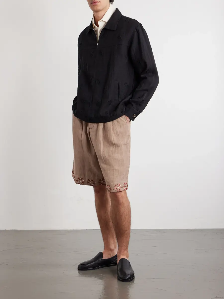 Kartik Research Embellished Linen Blouson Jacket - Men | Thumbnail 2 Kartik Research Embellished Linen Blouson Jacket - Men | Thumbnail 2