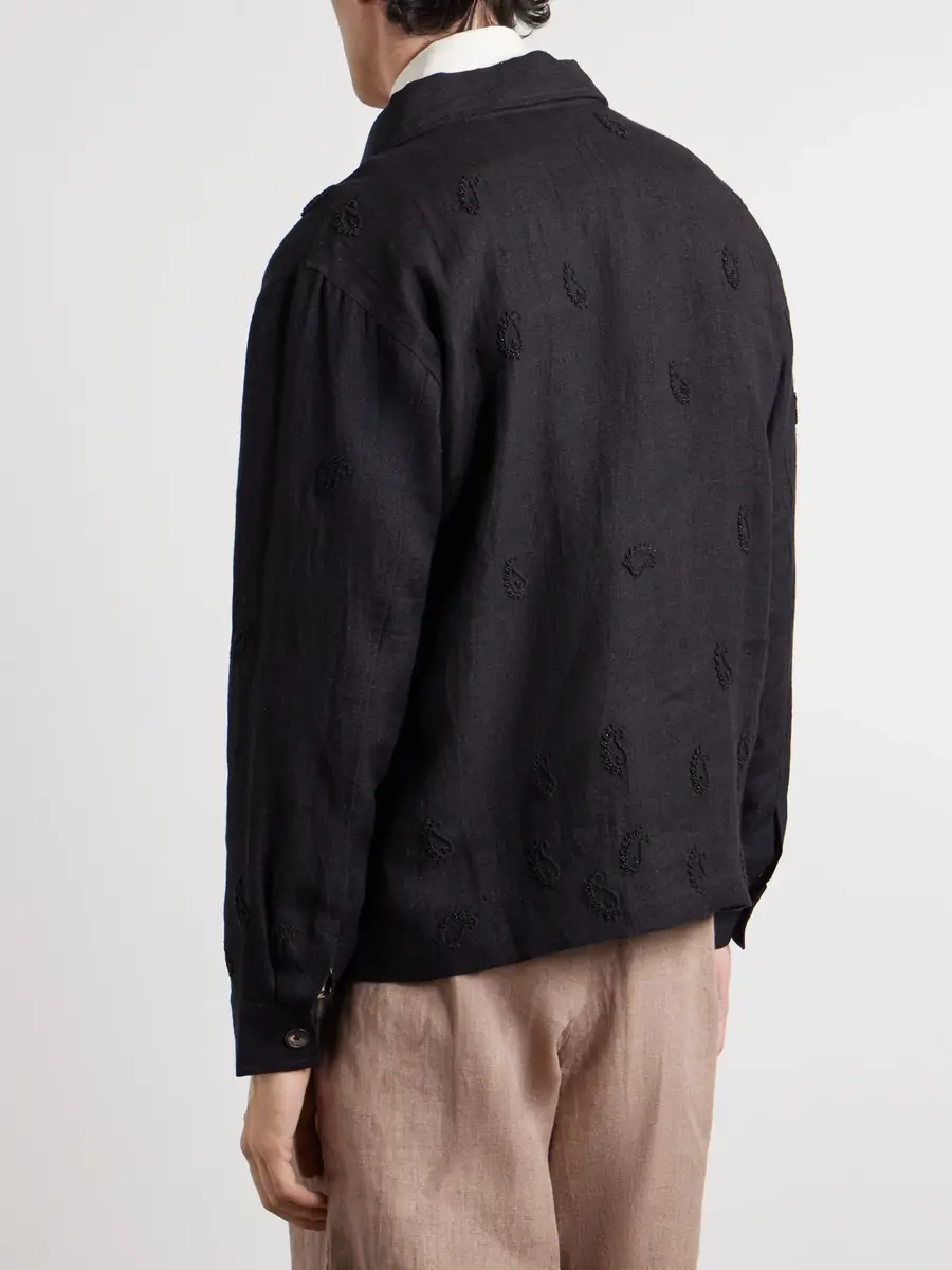 Kartik Research Embellished Linen Blouson Jacket - Men | Thumbnail 4 Kartik Research Embellished Linen Blouson Jacket - Men | Thumbnail 4
