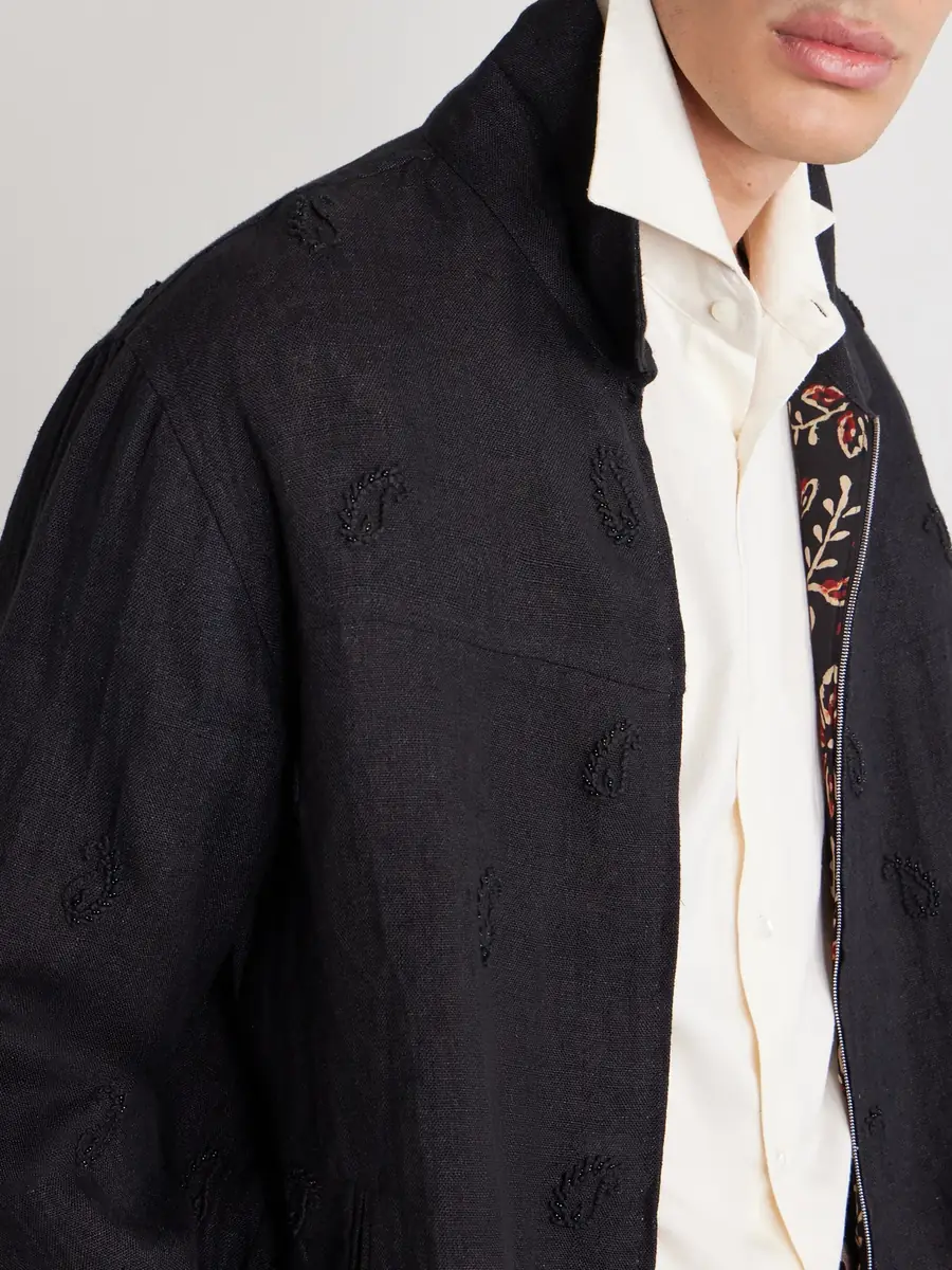 Kartik Research Embellished Linen Blouson Jacket - Men | Thumbnail 5 Kartik Research Embellished Linen Blouson Jacket - Men | Thumbnail 5