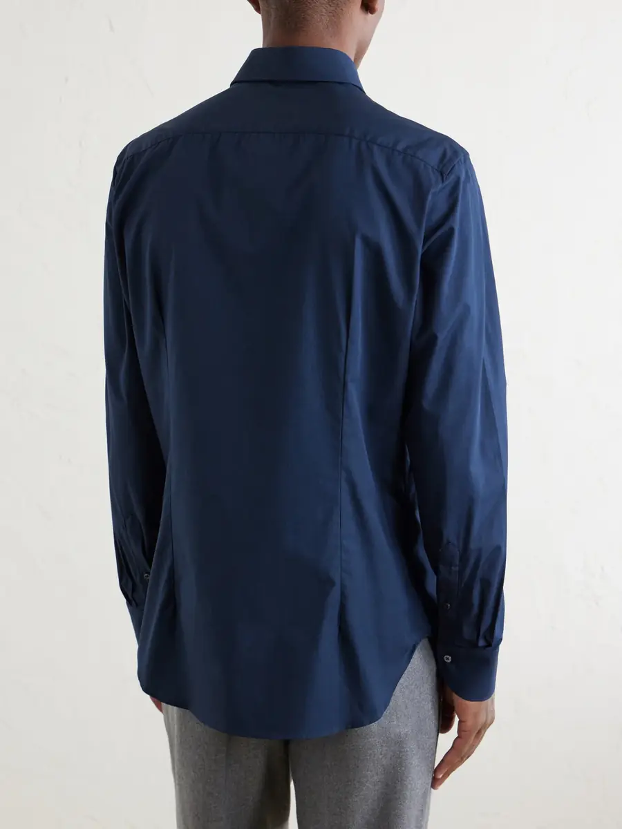 Canali Classic-Collar Cotton-Poplin Shirt - Men | Thumbnail 4