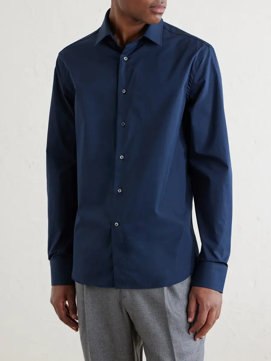 Canali Classic-Collar Cotton-Poplin Shirt - Men | Thumbnail 5