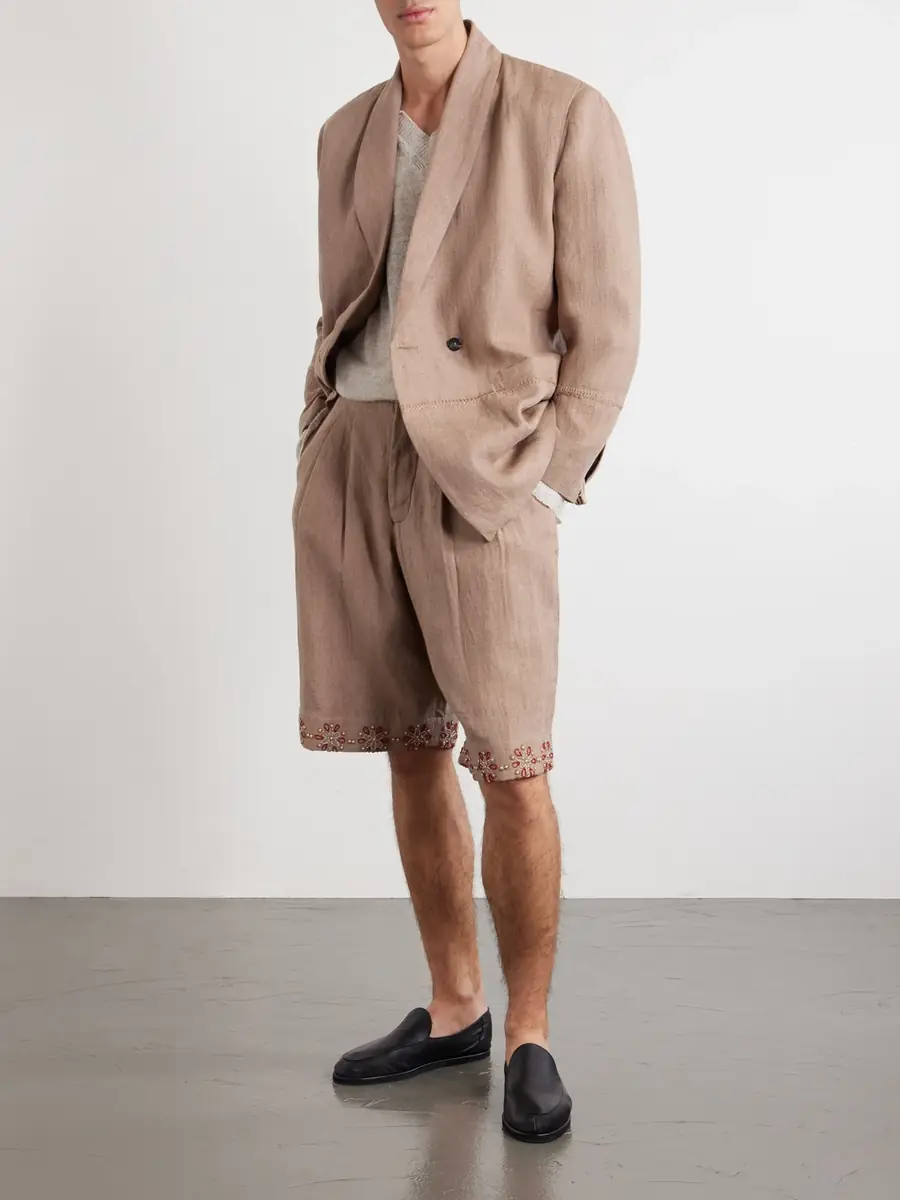 Kartik Research Straight-Leg Embellished Pleated Shorts - Men | Thumbnail 2 Kartik Research Straight-Leg Embellished Pleated Shorts - Men | Thumbnail 2