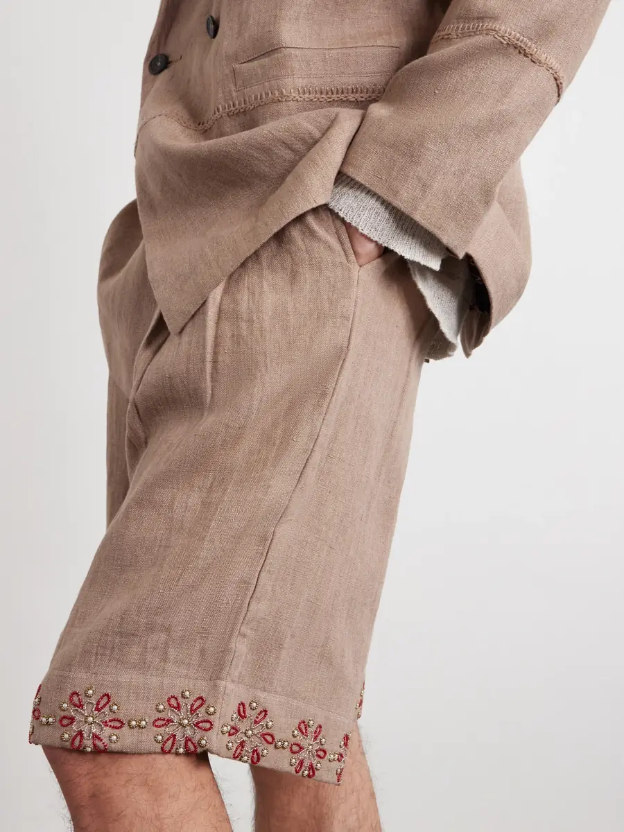 Kartik Research Straight-Leg Embellished Pleated Shorts - Men | Thumbnail 6 Kartik Research Straight-Leg Embellished Pleated Shorts - Men | Thumbnail 6