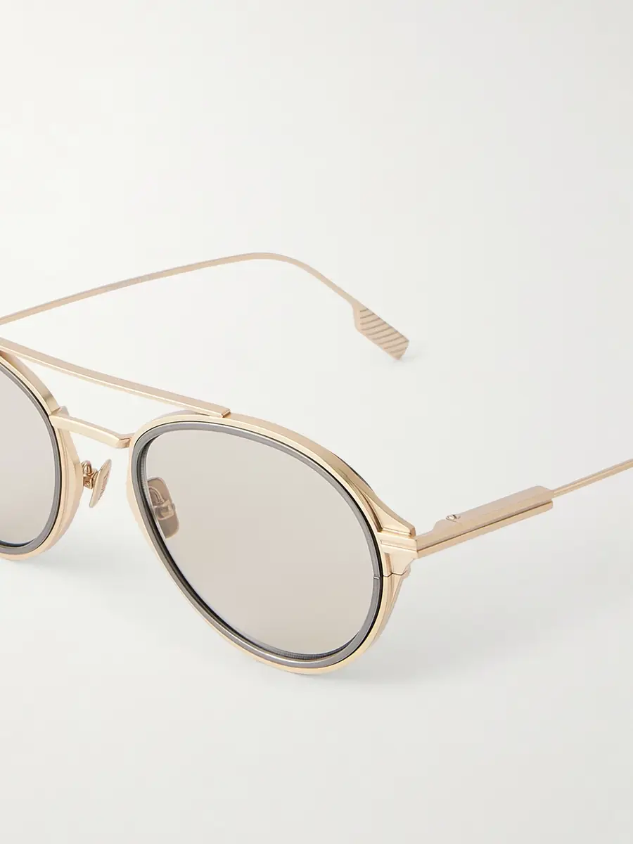 Zegna Double-Bridge Aviator-Style Two-Tone Titanium Sunglasses - Men | Thumbnail 3 Zegna Double-Bridge Aviator-Style Two-Tone Titanium Sunglasses - Men | Thumbnail 3