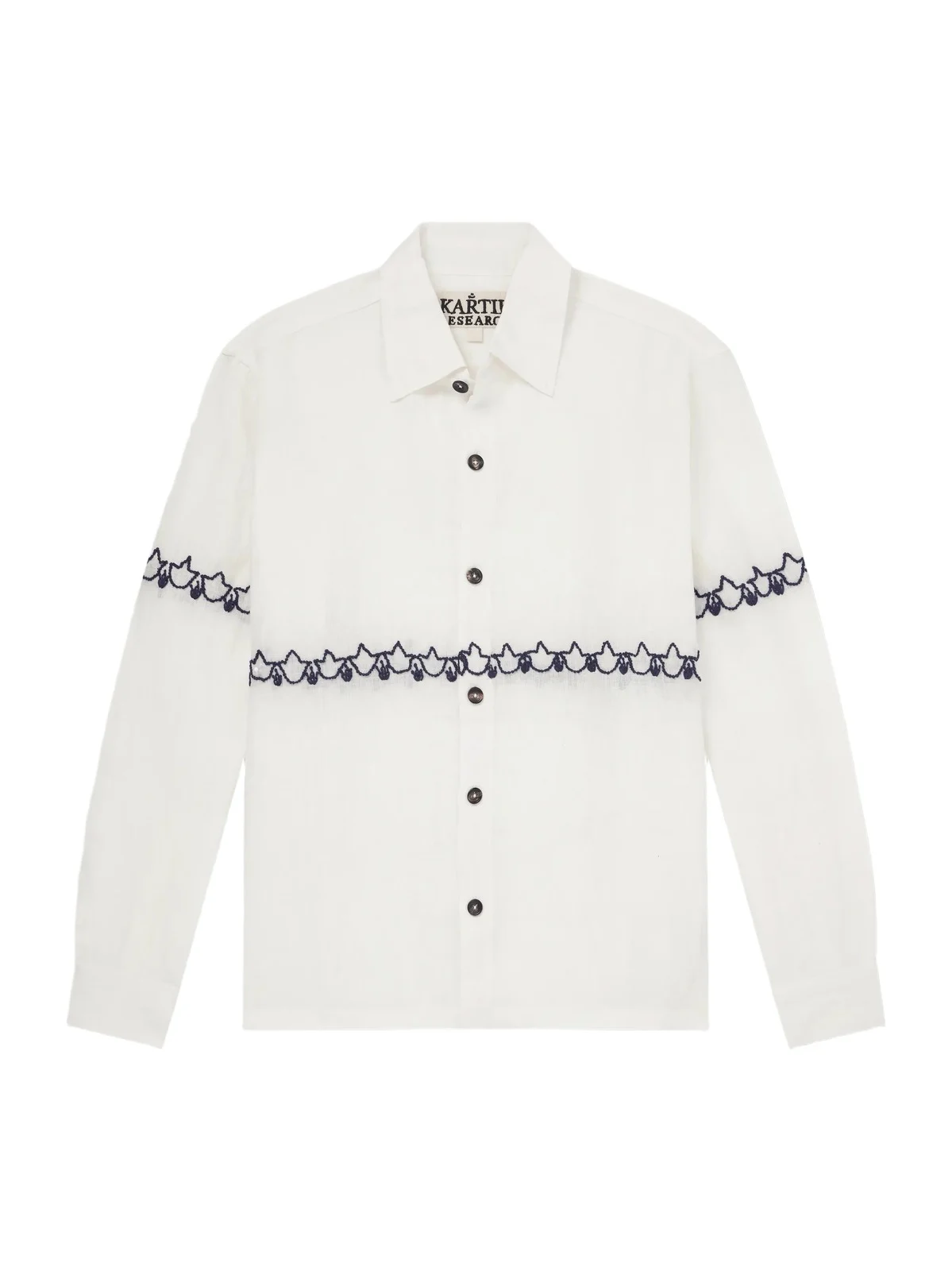 Embroidered Linen Shirt - Men Embroidered Linen Shirt - Men