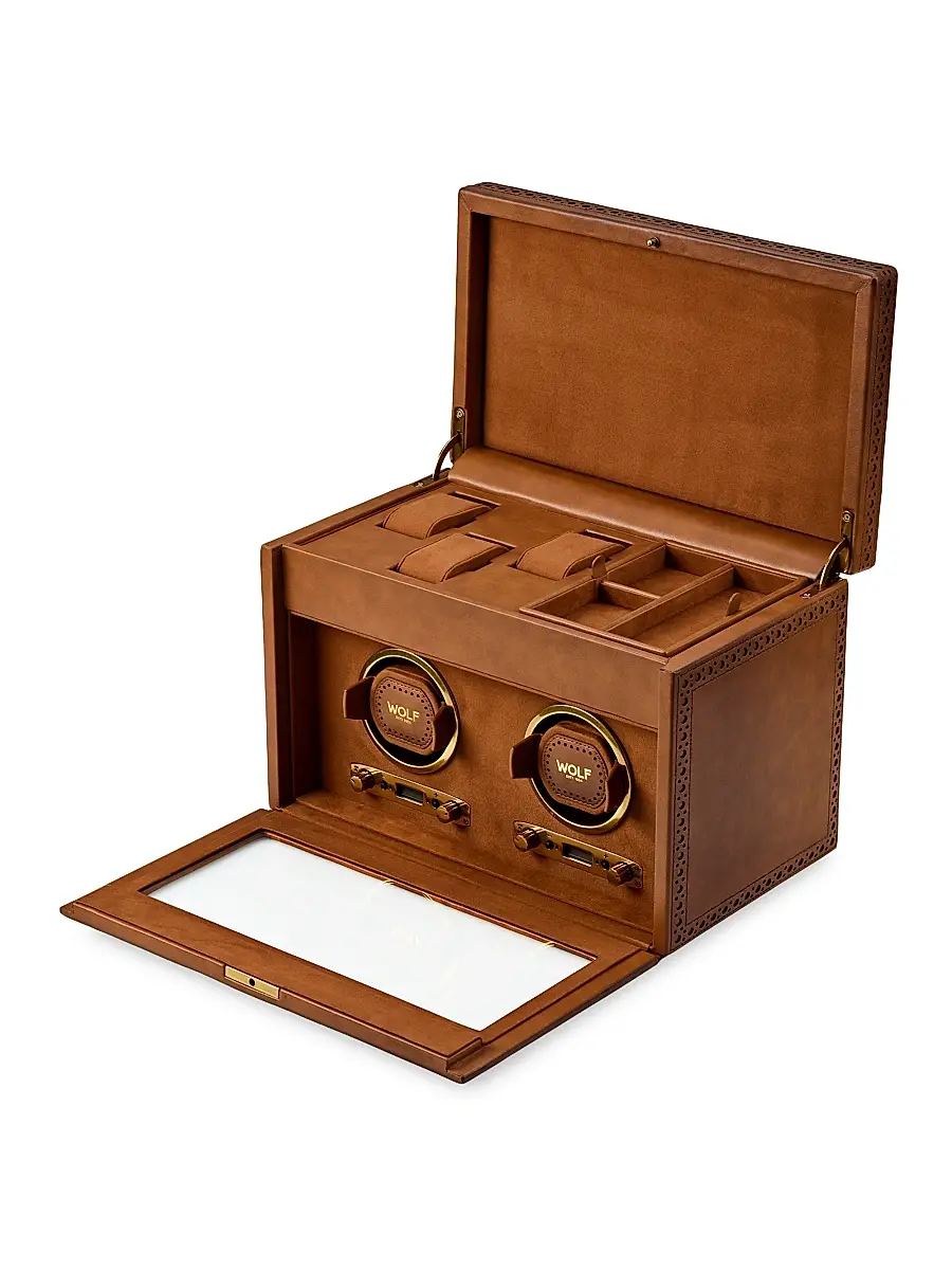 Wolf Designs Brogue Double Watch Winder Storage Box | Thumbnail 2