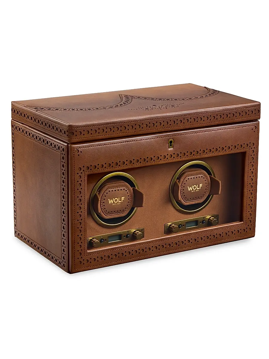 Wolf Designs Brogue Double Watch Winder Storage Box | Thumbnail 3