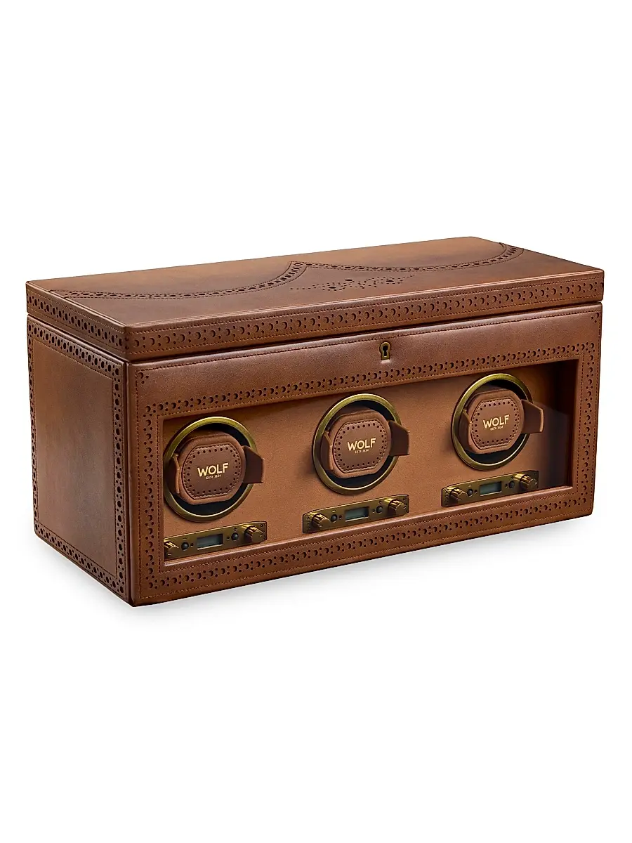 Wolf Designs Brogue Triple Watch Winder Storage Box | Thumbnail 3