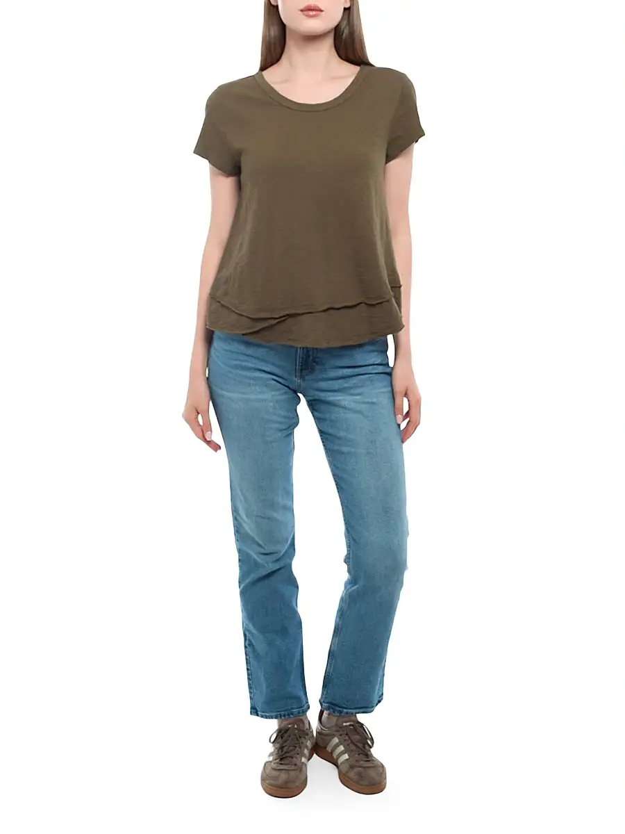 Wilt Women's Short Sleeve Mock Layer T-Shirt - Dark Olive | Thumbnail 2 Wilt Women's Short Sleeve Mock Layer T-Shirt - Dark Olive | Thumbnail 2