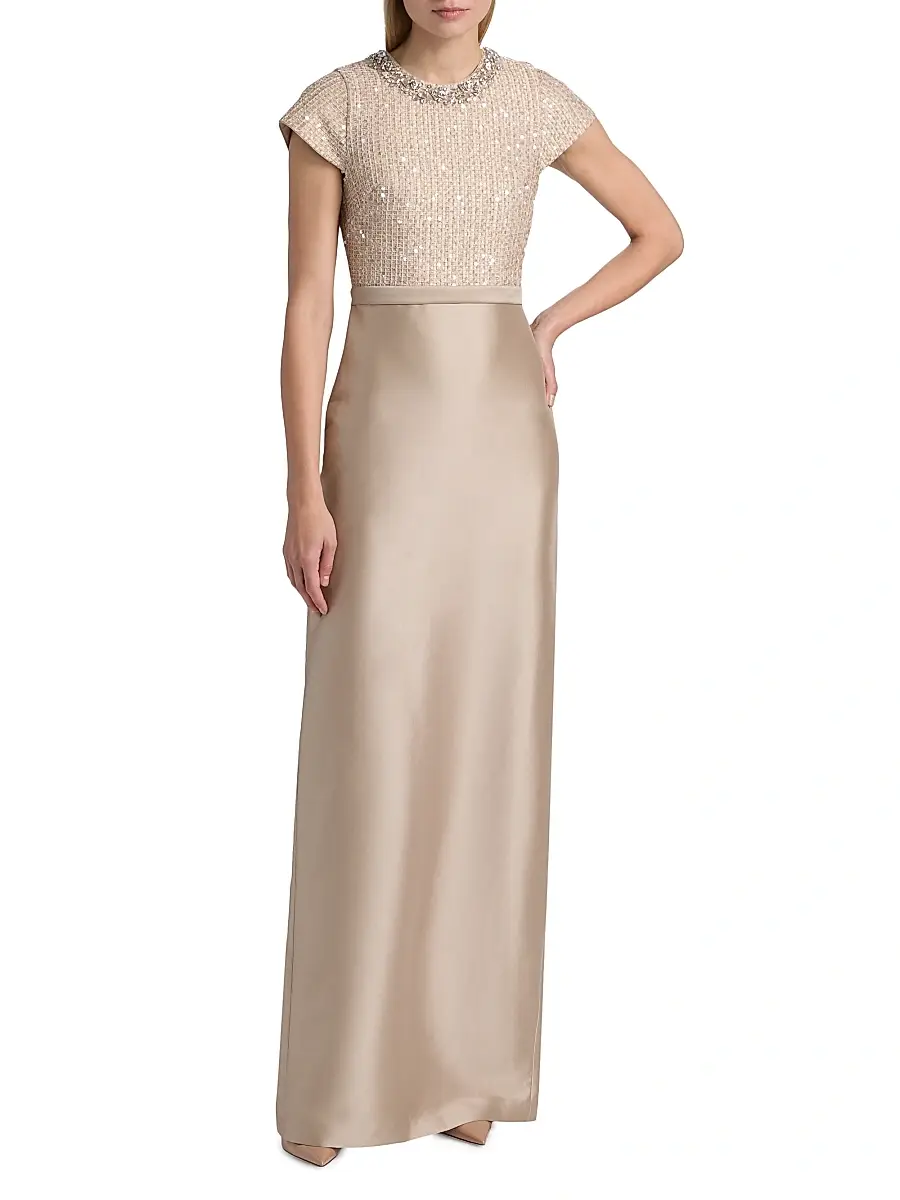 SACHIN & BABI Women's Isla Sequinned-Bodice Short-Sleeve Gown | Thumbnail 2 SACHIN & BABI Women's Isla Sequinned-Bodice Short-Sleeve Gown | Thumbnail 2