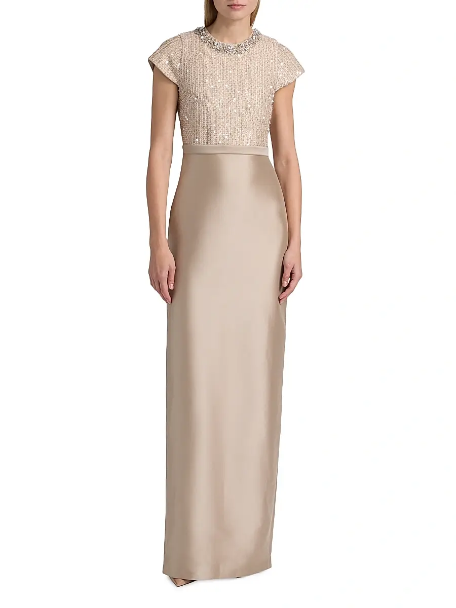SACHIN & BABI Women's Isla Sequinned-Bodice Short-Sleeve Gown | Thumbnail 3 SACHIN & BABI Women's Isla Sequinned-Bodice Short-Sleeve Gown | Thumbnail 3