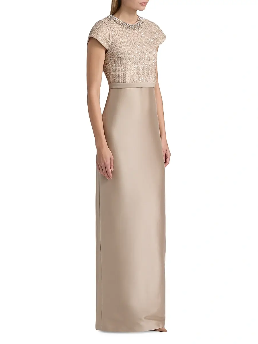 SACHIN & BABI Women's Isla Sequinned-Bodice Short-Sleeve Gown | Thumbnail 4 SACHIN & BABI Women's Isla Sequinned-Bodice Short-Sleeve Gown | Thumbnail 4