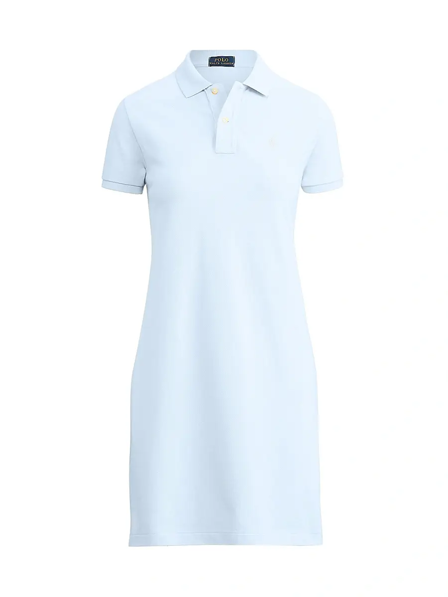 Polo Ralph Lauren Women's Cotton Mesh Short-Sleeve Polo Dress - Office Blue | Image 1 Polo Ralph Lauren Women's Cotton Mesh Short-Sleeve Polo Dress - Office Blue | Image 1