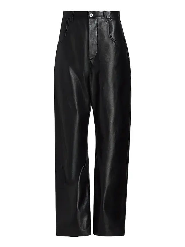 Women's Leather Relaxed-Fit Trousers