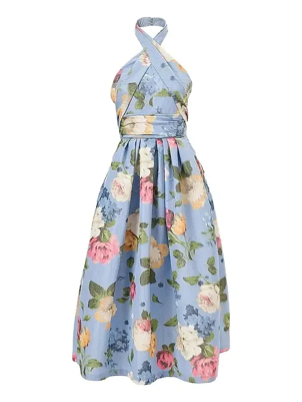 Women's Cabana Floral Crossed Halterneck Midi-Dress Women's Cabana Floral Crossed Halterneck Midi-Dress