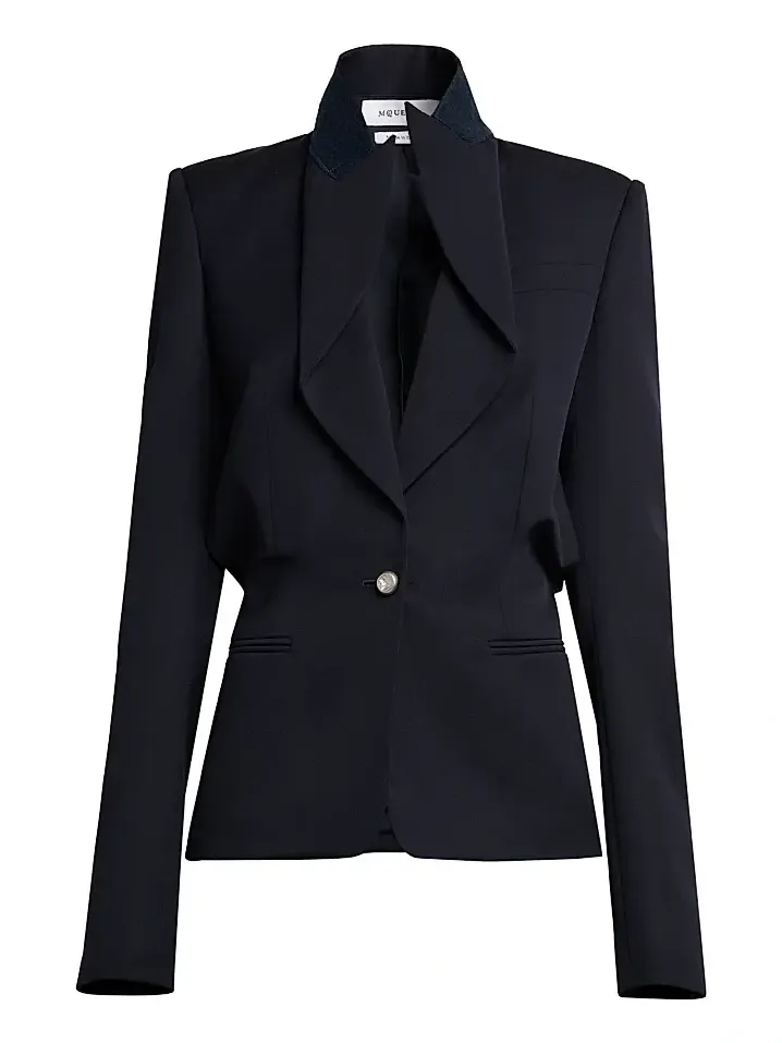 Women's Grained Wool Sculpted Blazer