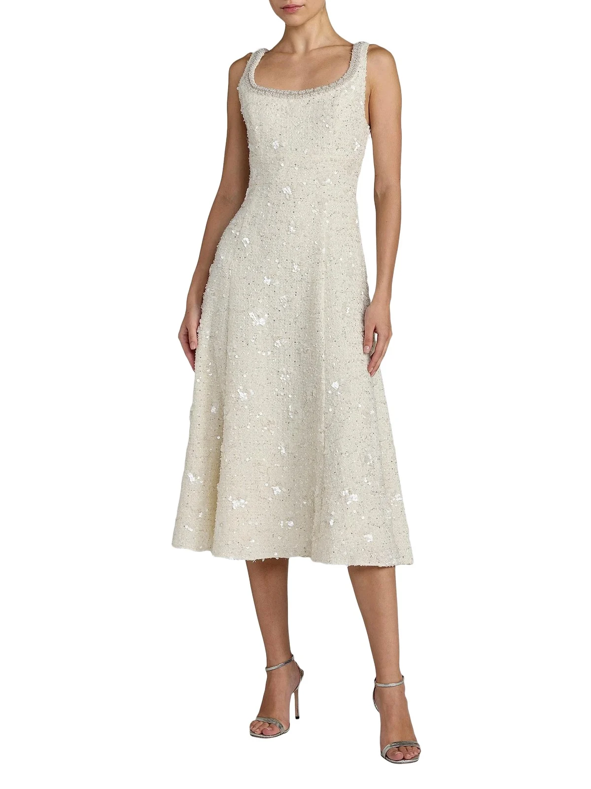 Women's Sequin Boucle Square-Neck Midi-Dress Women's Sequin Boucle Square-Neck Midi-Dress