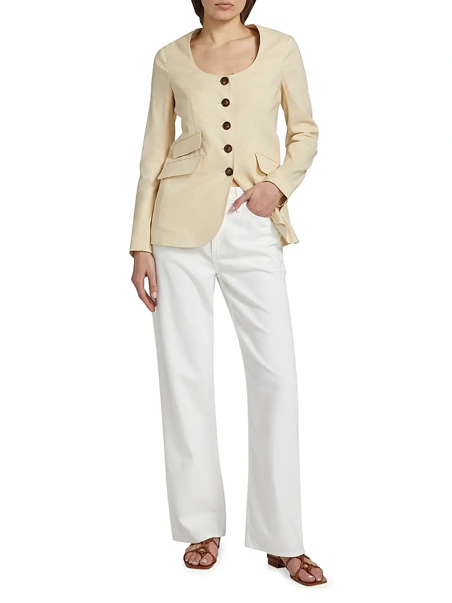 rag & bone Women's Roslyn Collarless Linen-Blend Blazer | Thumbnail 2 rag & bone Women's Roslyn Collarless Linen-Blend Blazer | Thumbnail 2