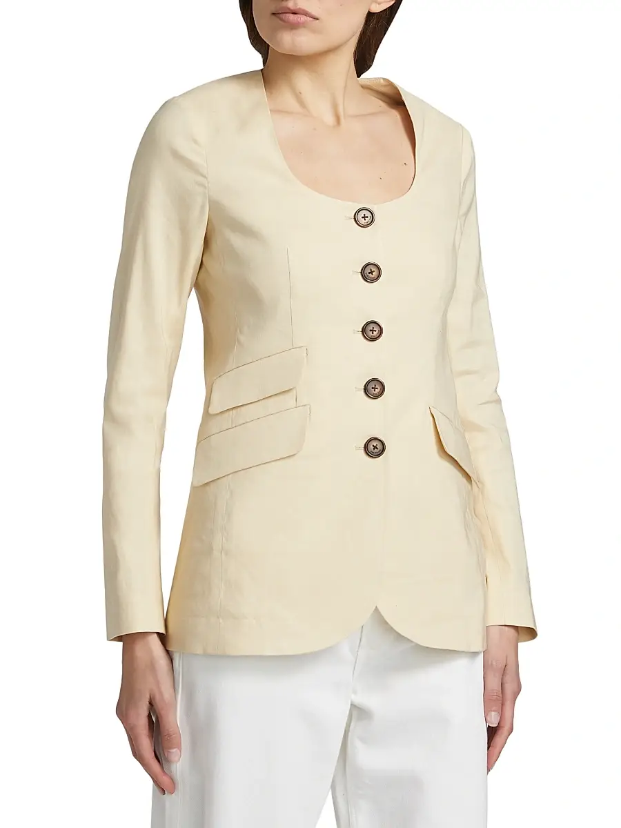 rag & bone Women's Roslyn Collarless Linen-Blend Blazer | Thumbnail 4 rag & bone Women's Roslyn Collarless Linen-Blend Blazer | Thumbnail 4