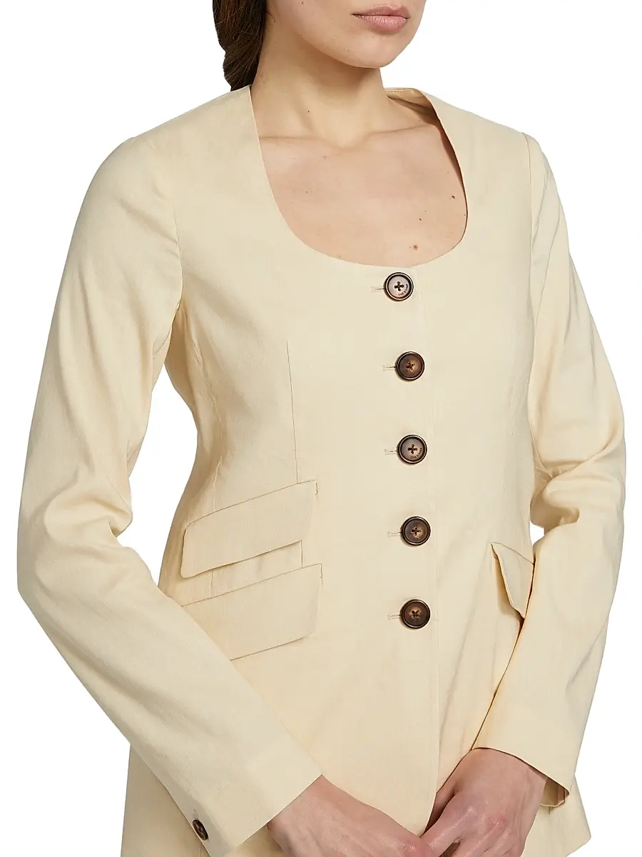 rag & bone Women's Roslyn Collarless Linen-Blend Blazer | Thumbnail 6 rag & bone Women's Roslyn Collarless Linen-Blend Blazer | Thumbnail 6