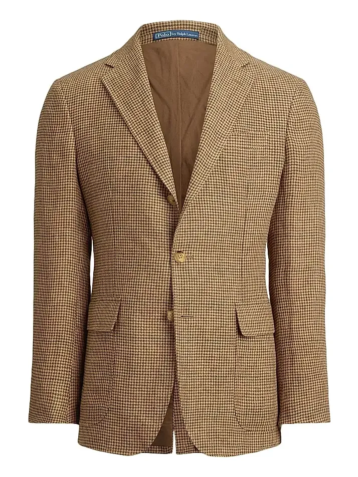 Men's Houndstooth Overcheck Linen Blazer