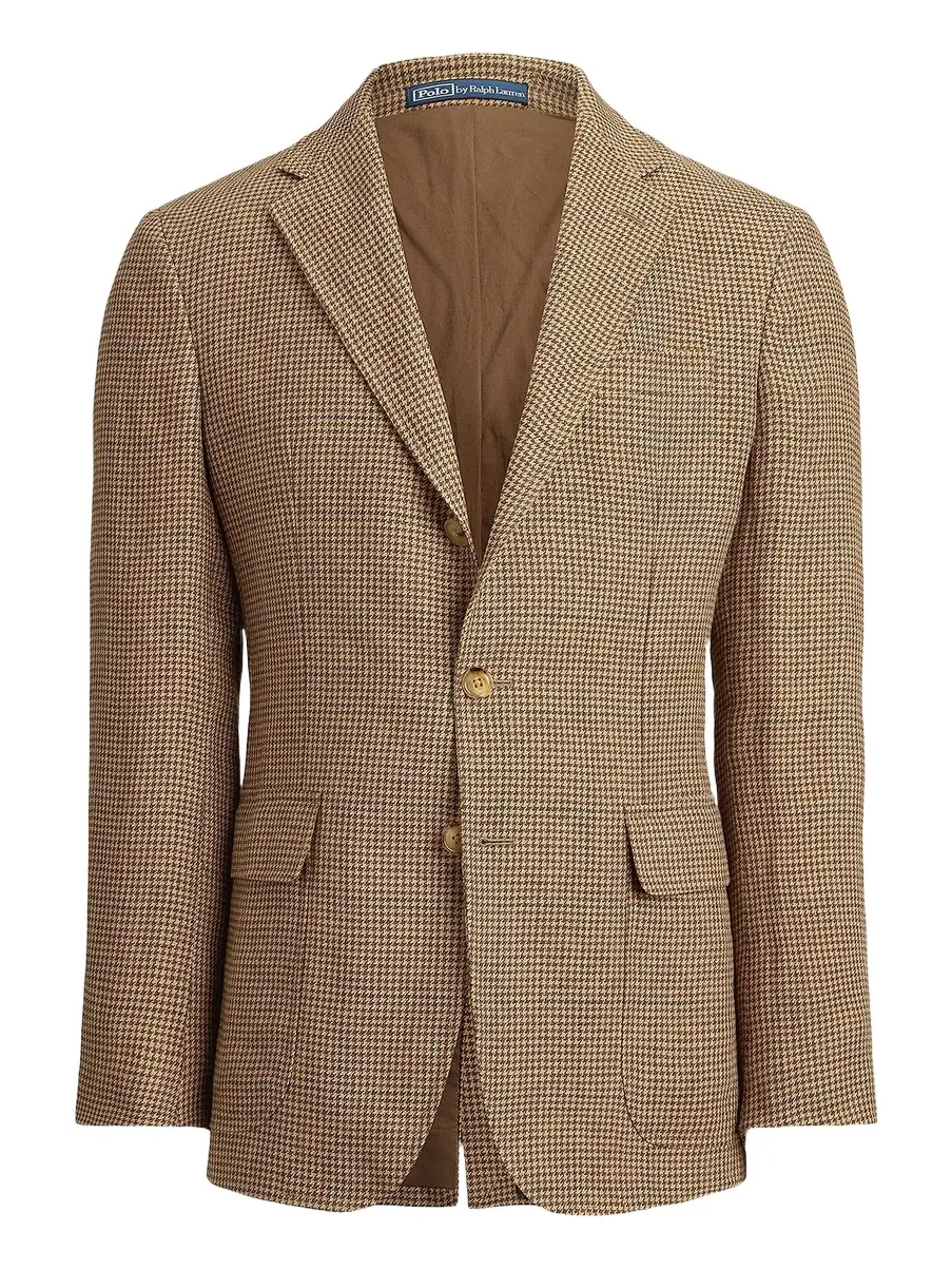 Men's Houndstooth Overcheck Linen Blazer Men's Houndstooth Overcheck Linen Blazer