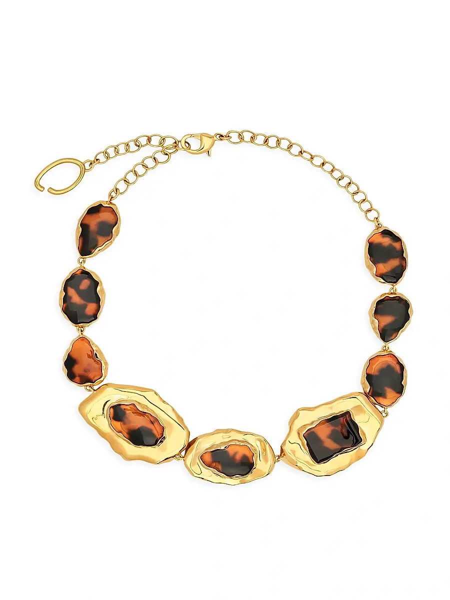 Oscar de la Renta Women's 24K-Gold-Plated & Tortoiseshell Resin Necklace - Tortoise | Image 1 Oscar de la Renta Women's 24K-Gold-Plated & Tortoiseshell Resin Necklace - Tortoise | Image 1