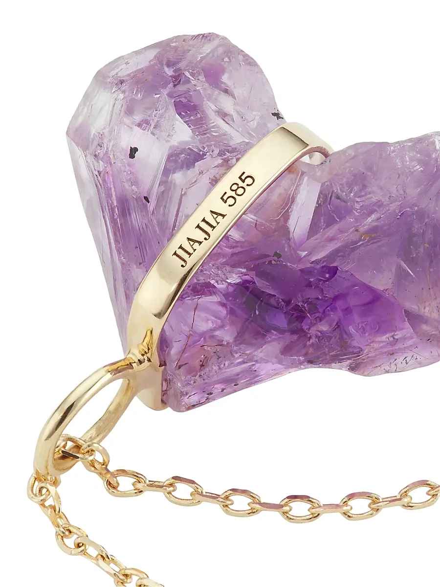 Jia Jia Women's 14K Yellow Gold & Birthstone Pendant Necklace - February | Thumbnail 4