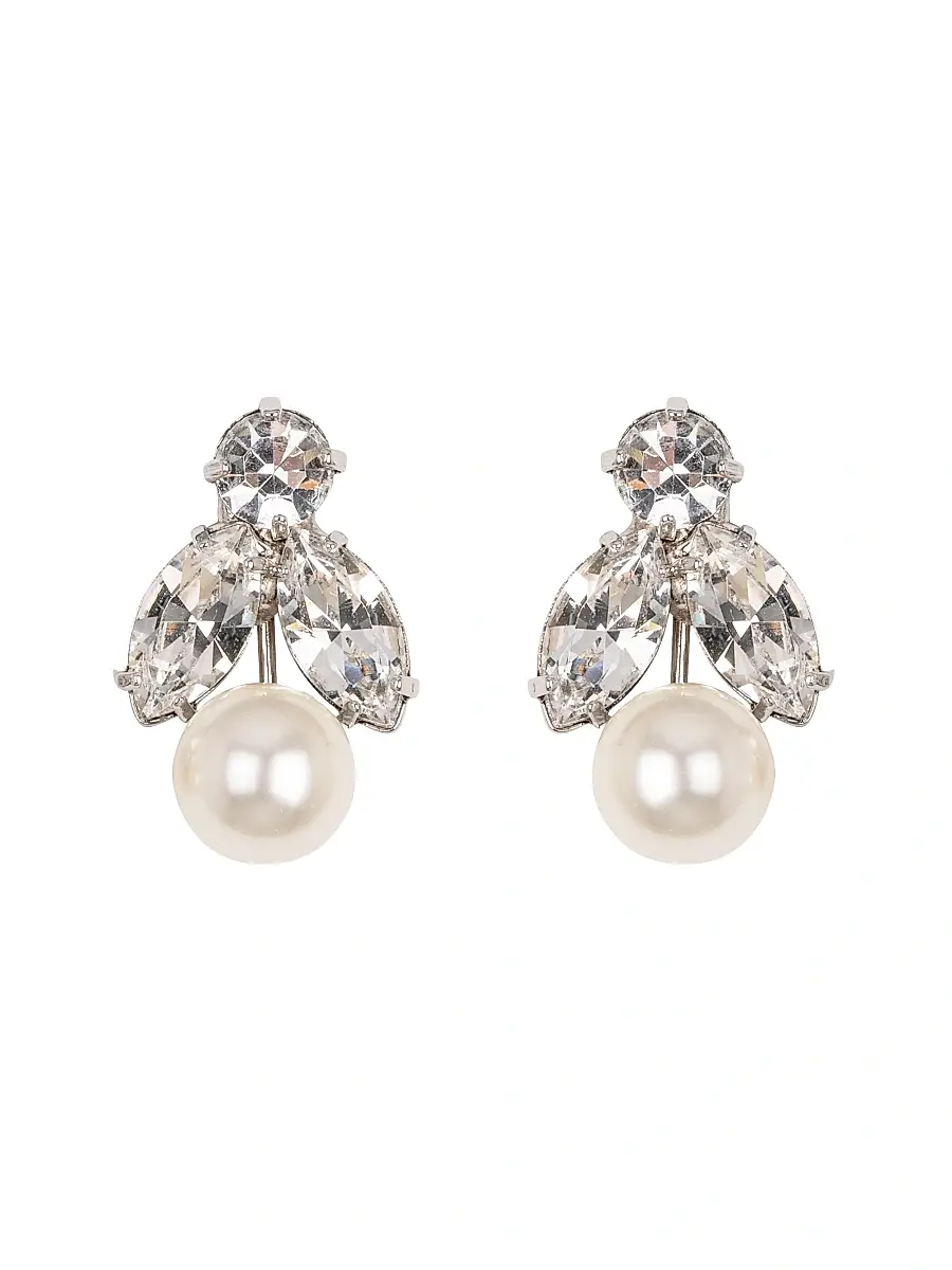 Jennifer Behr Women's Kaide Rhodium-Plated, Crystal & Imitation Pearl Drop Earrings