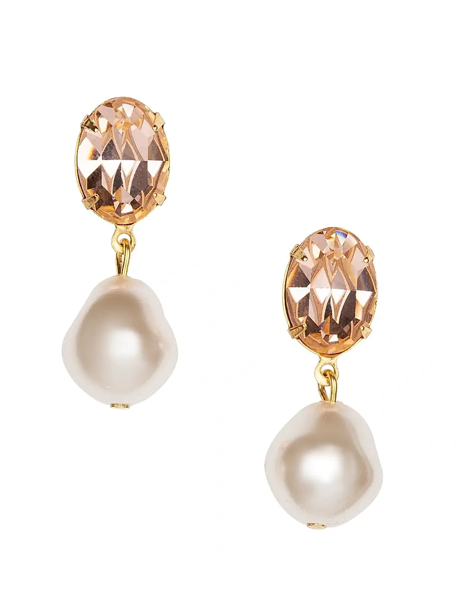 Jennifer Behr Women's Tunis 24K Gold-Plated, Crystal & Glass Pearl Drop Earrings - Antique Rose | Image 1 Jennifer Behr Women's Tunis 24K Gold-Plated, Crystal & Glass Pearl Drop Earrings - Antique Rose | Image 1