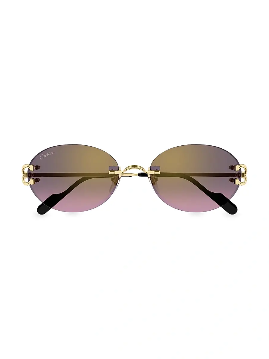 Cartier Men's C Decor 55MM Oval Sunglasses - Gold Purple | Thumbnail 2 Cartier Men's C Decor 55MM Oval Sunglasses - Gold Purple | Thumbnail 2